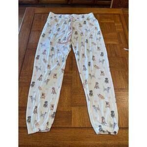 PJ SALVAGE DOG PRINT PAJAMA JOGGER BOTTOMS MEDIUM